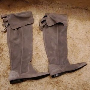 Guess grey leather slouch boots